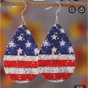 ***Donated***FAUX leather Patriotic hanging earrings